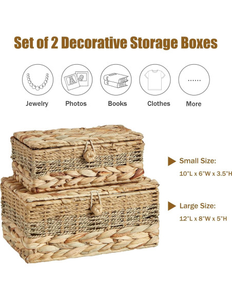 Conjunto 2 Cestas de Almacenamiento Mimbre VinneGenzz Natural Conjunto 2 Cestas de Almacenamiento Mimbre VinneGenzz Natural