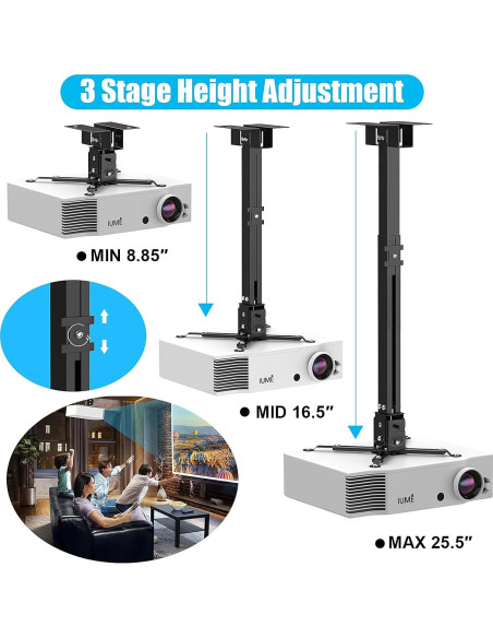Soporte de Techo para Proyector IUMÉ Ajustable 42.9-65 cm Negro