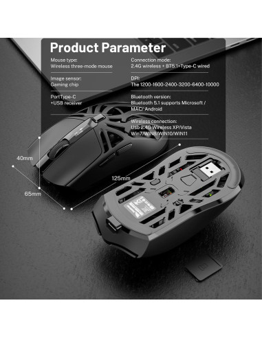 Ratón Gaming Inalámbrico Attoe SML-YXSB-01F 10000 DPI RGB