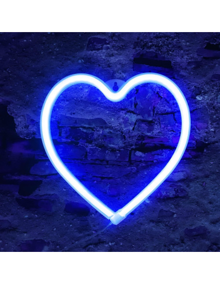 Luz de Neón Corazón Azul LED USB/Batería 20cm Decoración Luz de Neón Corazón Azul LED USB/Batería 20cm Decoración