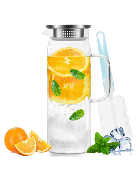 Jarra de Vidrio Yirilan 1.5L con Tapa de Acero Inoxidable Jarra de Vidrio Yirilan 1.5L con Tapa de Acero Inoxidable