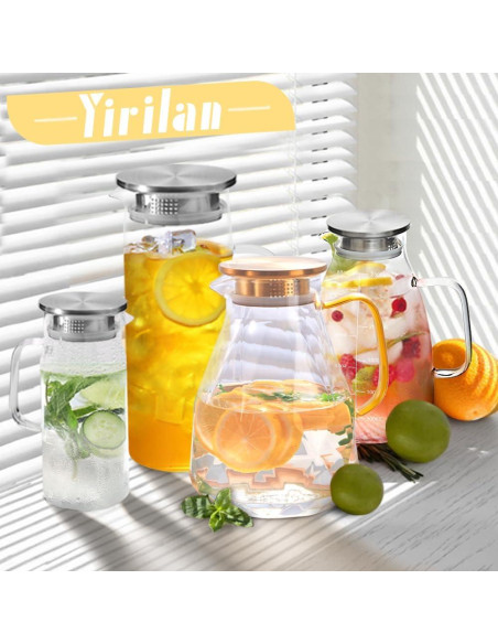 Jarra de Vidrio Yirilan 1.5L con Tapa de Acero Inoxidable Jarra de Vidrio Yirilan 1.5L con Tapa de Acero Inoxidable