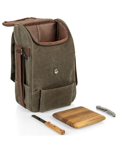 Bolsa de Vino Aislada Picnic Time para 2 Botellas con Tabla y Cuchillos