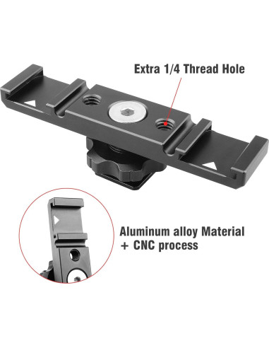 Soporte de zapata caliente ChromLives dual para luces y micrófonos