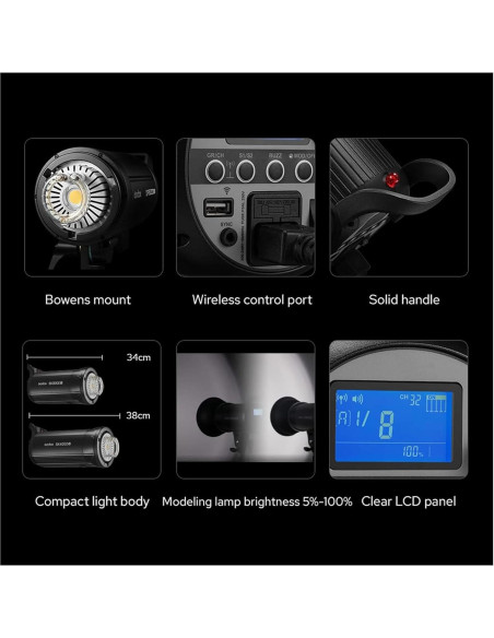 Flash de Estudio Godox SK400II-V 400W con LED y Control Inalámbrico Flash de Estudio Godox SK400II-V 400W con LED y Control Inalámbrico