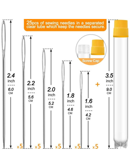 Agujas de Coser a Mano JollMono Ojo Grande 25 Pcs con Enhebradores Agujas de Coser a Mano JollMono Ojo Grande 25 Pcs con Enhebradores