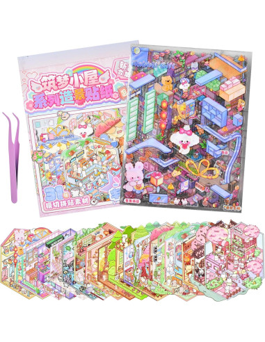 Libro de Stickers 3D DIY Casa Animal - BROVITI 20 Diseños