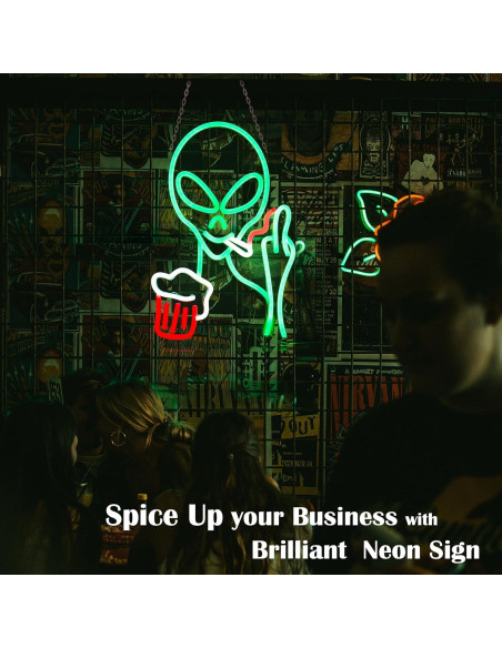Cartel de Cerveza Alien LED 40x31.8cm para Pared - LEAHPENG Cartel de Cerveza Alien LED 40x31.8cm para Pared - LEAHPENG