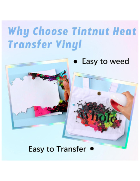 Rollo de Vinilo de Transferencia de Calor Tintnut 30.48cm x 1.52m Multicolor Rollo de Vinilo de Transferencia de Calor Tintnut 30.48cm x 1.52m Multicolor