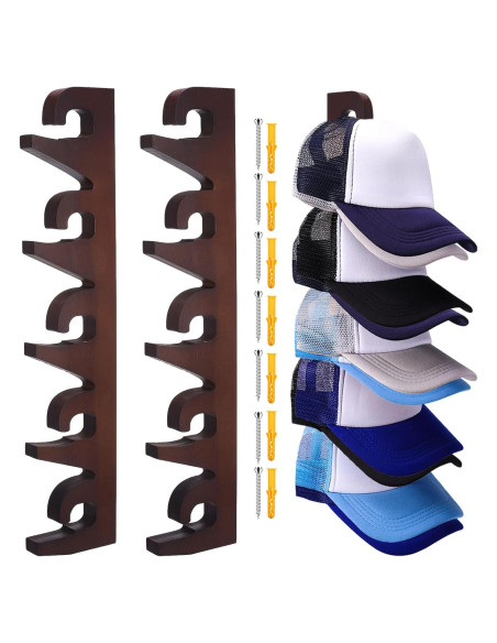 Perchero de Sombreros de Madera Nafhone 2 Pack - Organizador Pared Perchero de Sombreros de Madera Nafhone 2 Pack - Organizador Pared