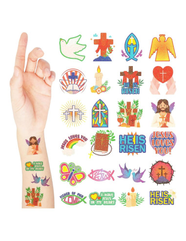 Tatuajes Temporales Religiosos Brillantes Landhoow 240 Pcs