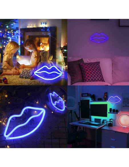 Luz de Neón LED Labio Azul Woohaha 27.5x14 cm Decorativa Luz de Neón LED Labio Azul Woohaha 27.5x14 cm Decorativa