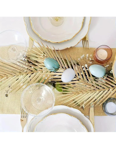 6 Hojas de Palma Artificial Doradas Heoaaoeh 55cm para Decoración