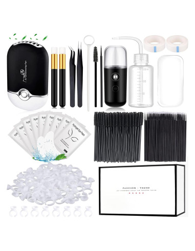 Kit Completo de Extensiones de Pestañas QUKLOGEN con Ventilador y Nebulizador