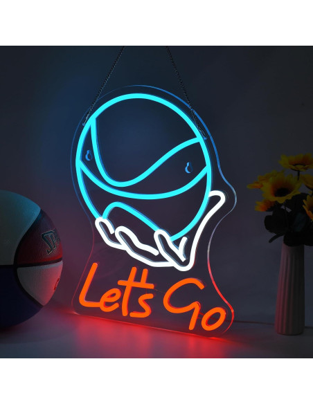 Letrero de Neón Baloncesto 'Vamos' LED 43.2x31.2cm Azul y Rojo