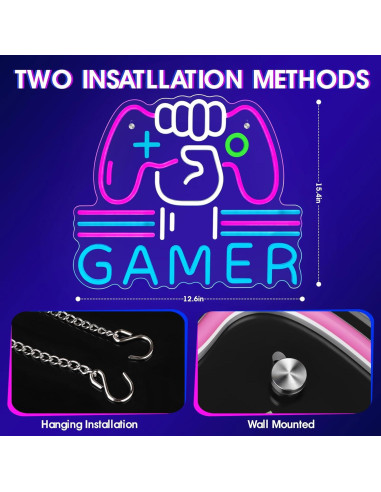 Luz de Neón LED Gamer ReyeeInc 39.1x32 cm Regulable USB