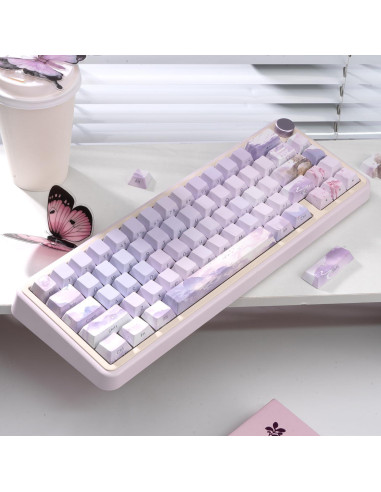 Juego de 130 Teclas PBT Retroiluminadas Moradas TIMSEKER
