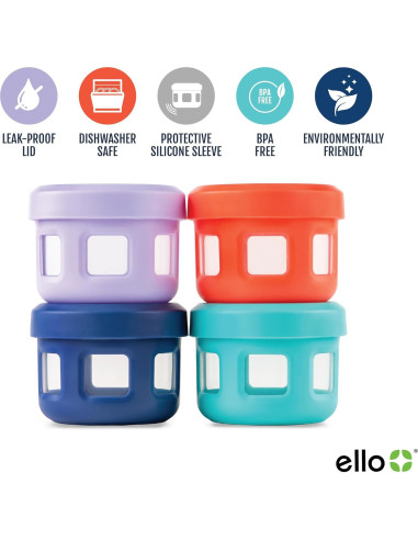 Contenedores de Condimentos Reutilizables Ello 4oz 4 Piezas