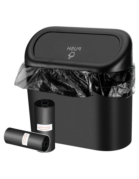 Bote de Basura para Auto Stemni Mini Negro con Tapa y 60 Bolsas Bote de Basura para Auto Stemni Mini Negro con Tapa y 60 Bolsas