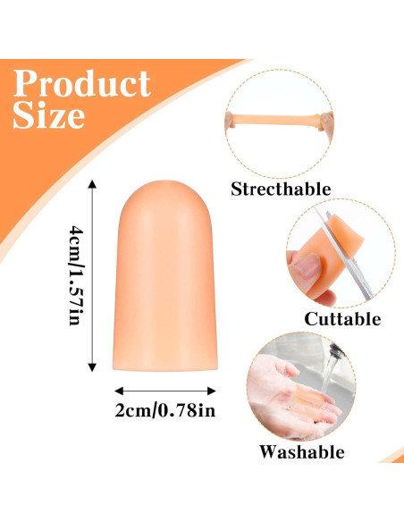 8 Protectores de Dedos de Gel Qianyu Color Piel Reutilizables 8 Protectores de Dedos de Gel Qianyu Color Piel Reutilizables
