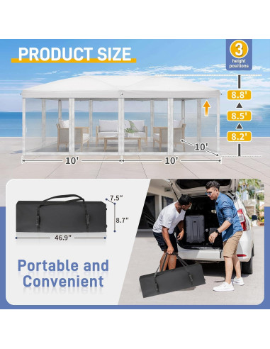 Carpa Pop Up VINGLI 10x6 m Blanca con Paredes Laterales