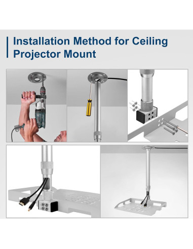 Soporte de Techo para Proyector 2-Be-Best Ajustable Plata 37-60cm