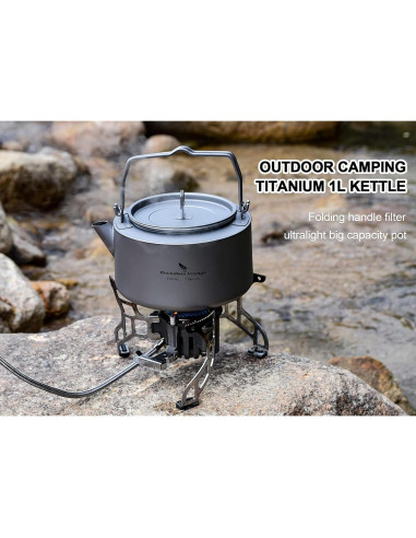 Hervidor de Titanio Boundless Voyage 1L Plegable para Camping