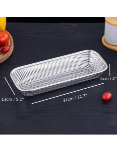 Cesta de Cubiertos para Lavavajillas TONSNYZYJ Acero Inoxidable 31.2x12.7cm 2