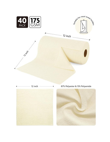 Toallas de Microfibra Fantasticlean 40 Unidades 30x30 cm Beige