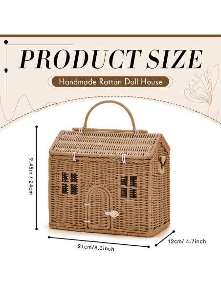 Bolsa de Hombro Wettarn Casa de Muñecas Ratán Caqui 24x21x12cm Bolsa de Hombro Wettarn Casa de Muñecas Ratán Caqui 24x21x12cm