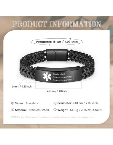Pulsera de Alerta Médica Personalizada Lam Hub Fong 19-24 cm