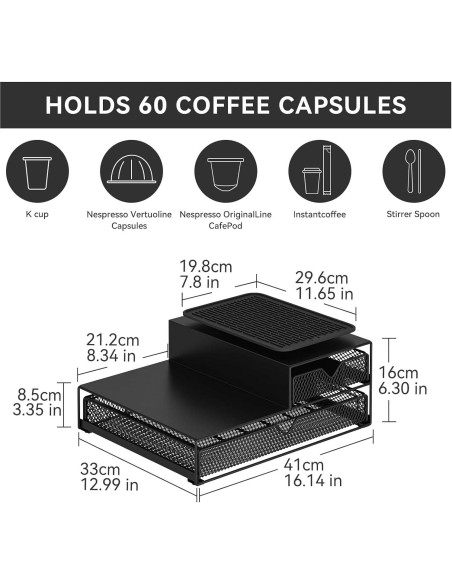 Organizador de Cafetera AmzAge Negro 2 Niveles 60 Cápsulas Organizador de Cafetera AmzAge Negro 2 Niveles 60 Cápsulas