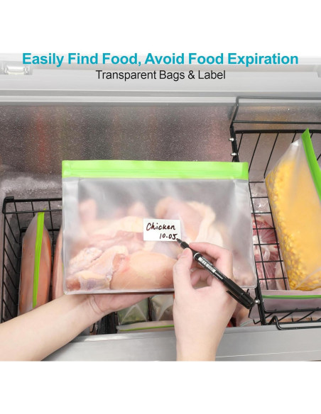 Bolsas Reutilizables para Congelador iSPECLE - 10 Piezas Verde Bolsas Reutilizables para Congelador iSPECLE - 10 Piezas Verde