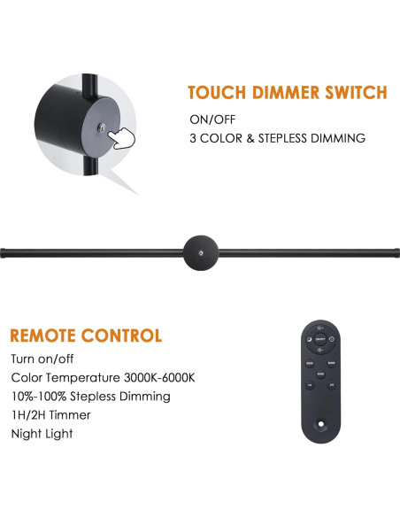 Juego de 2 apliques de pared LED recargables GWONER 72.4 cm Juego de 2 apliques de pared LED recargables GWONER 72.4 cm