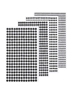 Calcomanías de Rhinestone Negro MECCANIXITY 1792 Pcs 3-6 mm