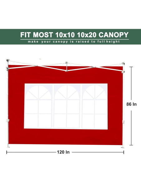 Pared Lateral JANCANOPY para Toldo 10x10 Rojo - Paquete de 3 Pared Lateral JANCANOPY para Toldo 10x10 Rojo - Paquete de 3