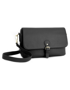 Bolso de cámara Meliae para mujeres, cuero negro, 28x19x11.4cm
