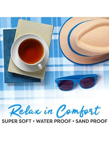 Manta de Picnic Scuddles 1.35x1.50m Resistente al Agua Cuadros Azules