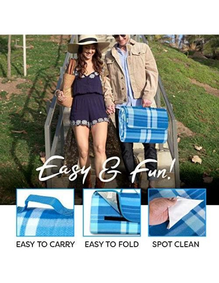 Manta de Picnic Scuddles 1.35x1.50m Resistente al Agua Cuadros Azules Manta de Picnic Scuddles 1.35x1.50m Resistente al Agua Cuadros Azules