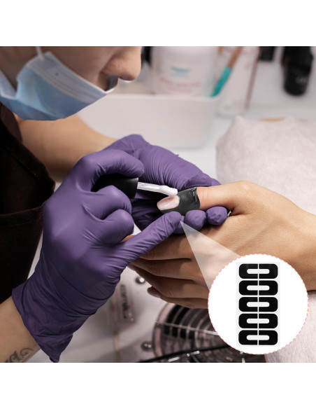 100 Protectores de Esmalte de Uñas YUXIANLB - Silicona Negra 100 Protectores de Esmalte de Uñas YUXIANLB - Silicona Negra