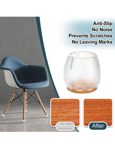32 Protectores de Patas de Sillas Silicona Antideslizante 2.54-3.02 cm