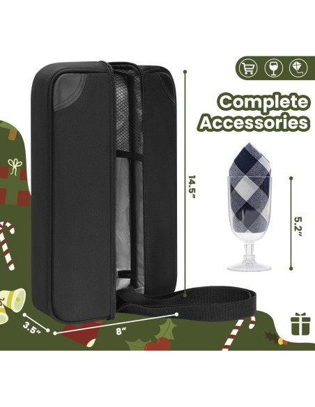 Bolsa de vino ALLCAMP negra con enfriador y utensilios Bolsa de vino ALLCAMP negra con enfriador y utensilios
