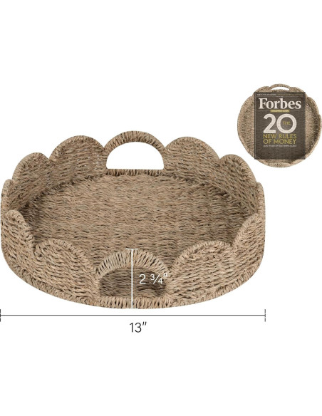 Bandeja Redonda de Mimbre StorageWorks 33 cm Natural Bandeja Redonda de Mimbre StorageWorks 33 cm Natural