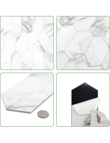 Azulejo Hexagonal Autoadhesivo INNO STICKERS Mármol Carrara 36 Hojas