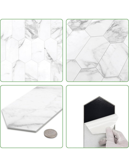 Azulejo Hexagonal Autoadhesivo INNO STICKERS Mármol Carrara 36 Hojas Azulejo Hexagonal Autoadhesivo INNO STICKERS Mármol Carrara 36 Hojas