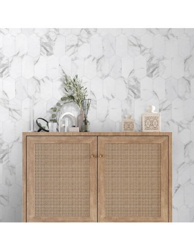 Azulejo Hexagonal Autoadhesivo INNO STICKERS Mármol Carrara 36 Hojas