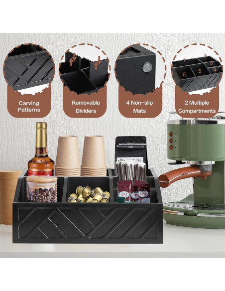 Organizador de café negro Ukonvi para cápsulas y accesorios Organizador de café negro Ukonvi para cápsulas y accesorios