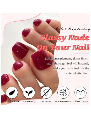 LuckForever Kit 168 Uñas Postizas para Pies Baya Cortas