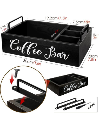 Organizador de Estación de Café MINCORD Negro 4 Compartimentos