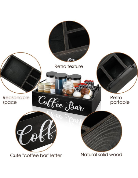 Organizador de Estación de Café MINCORD Negro 4 Compartimentos Organizador de Estación de Café MINCORD Negro 4 Compartimentos